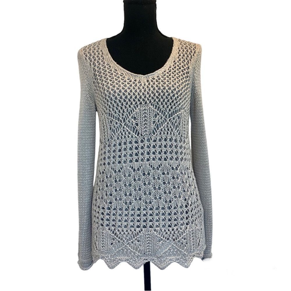𝅺MELANIE lyne light gray long sleeve lined knit sweater Sz S
